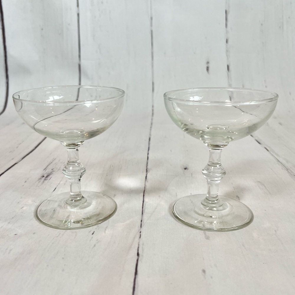 Vintage Libbey Georgian Champagne Coupe Glasses - Set of 2 MCM Sherbet Stemware - Picture 2 of 3